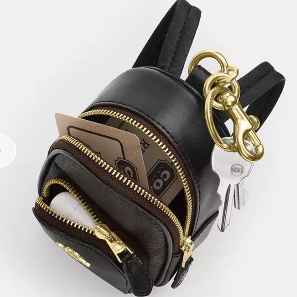 Coach Tan and Brown Mini Backpack Charm - Picture 8 of 9